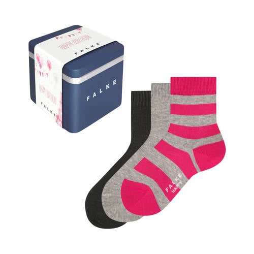 FALKE sokken - 3 paar grijs melange/roze afbeelding