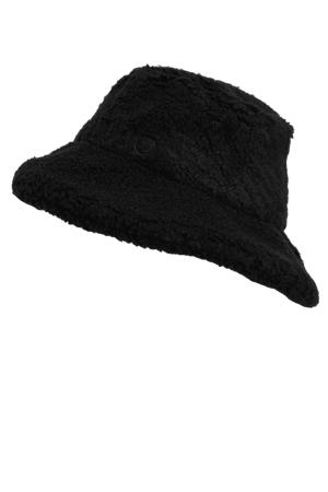 teddy bucket hat met logo zwart