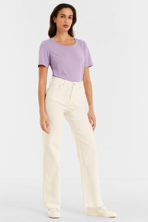 high waist jeans wide leg white