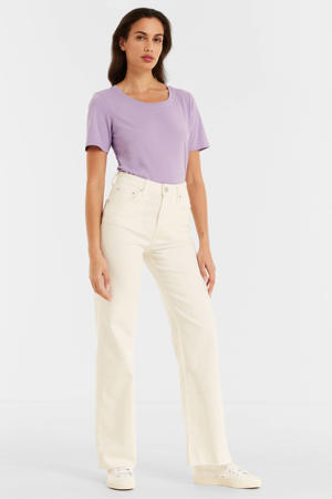 high waist jeans wide leg white
