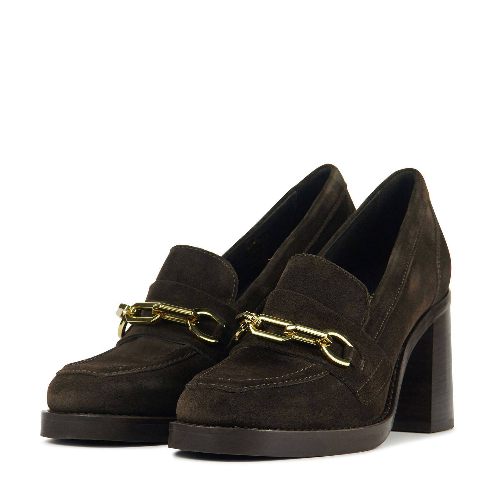 Via Vai Avery Cath 59070 suède pumps met chain donkerbruin | wehkamp
