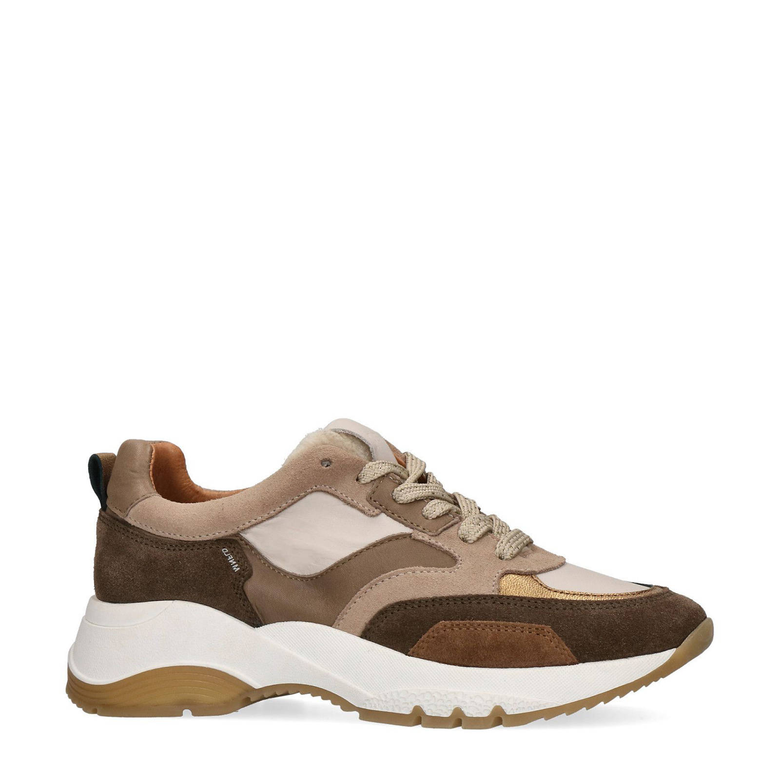 Manfield leren sneakers bruin/multi | wehkamp