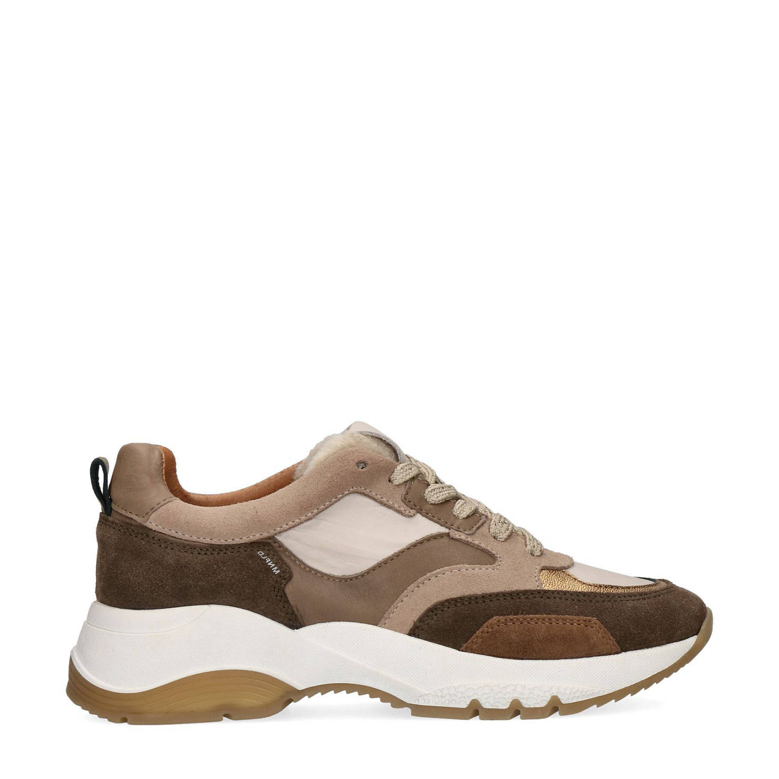 Manfield leren sneakers bruin/multi | wehkamp