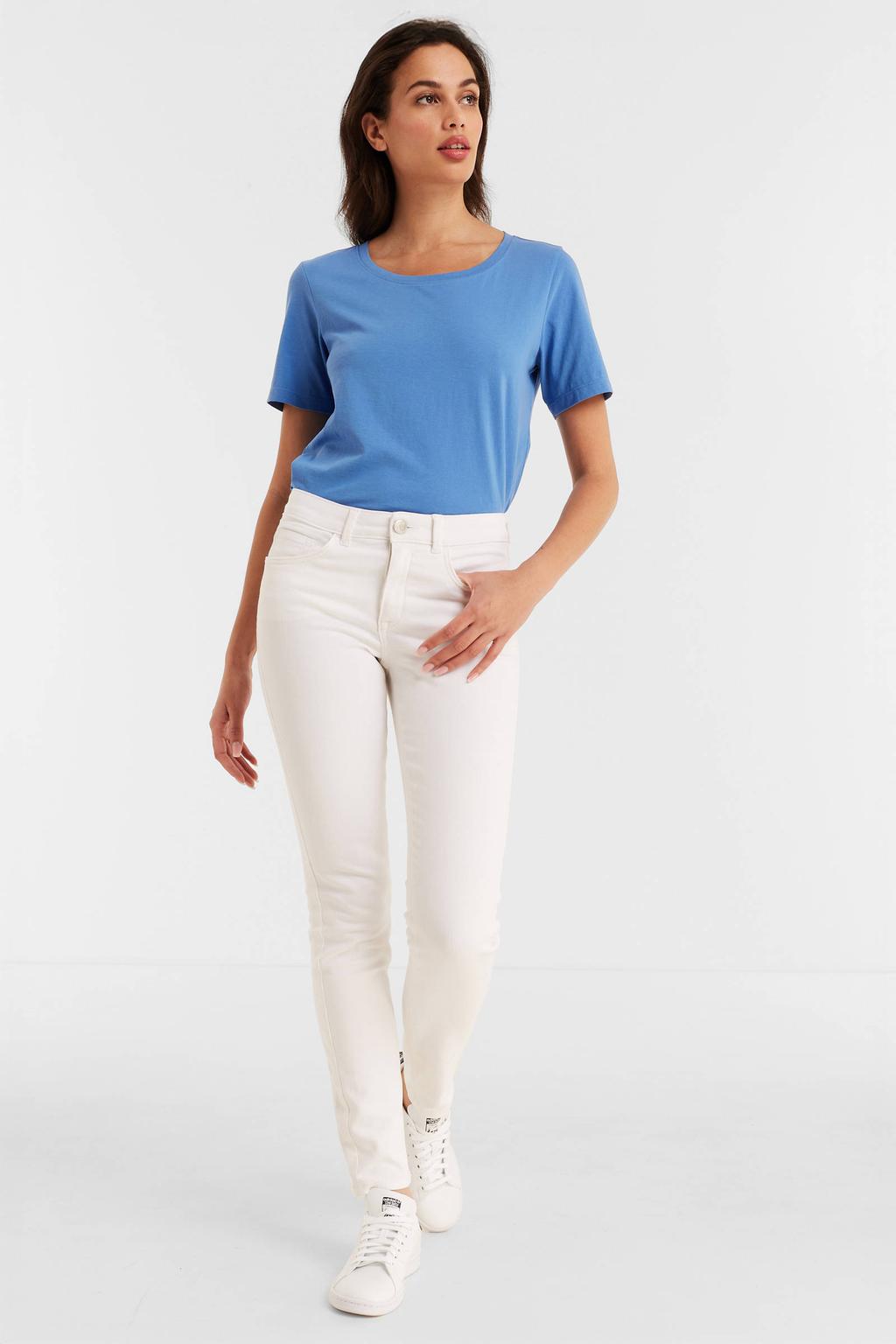 White wash dames Anytime regular fit skinny jeans van denim met effen