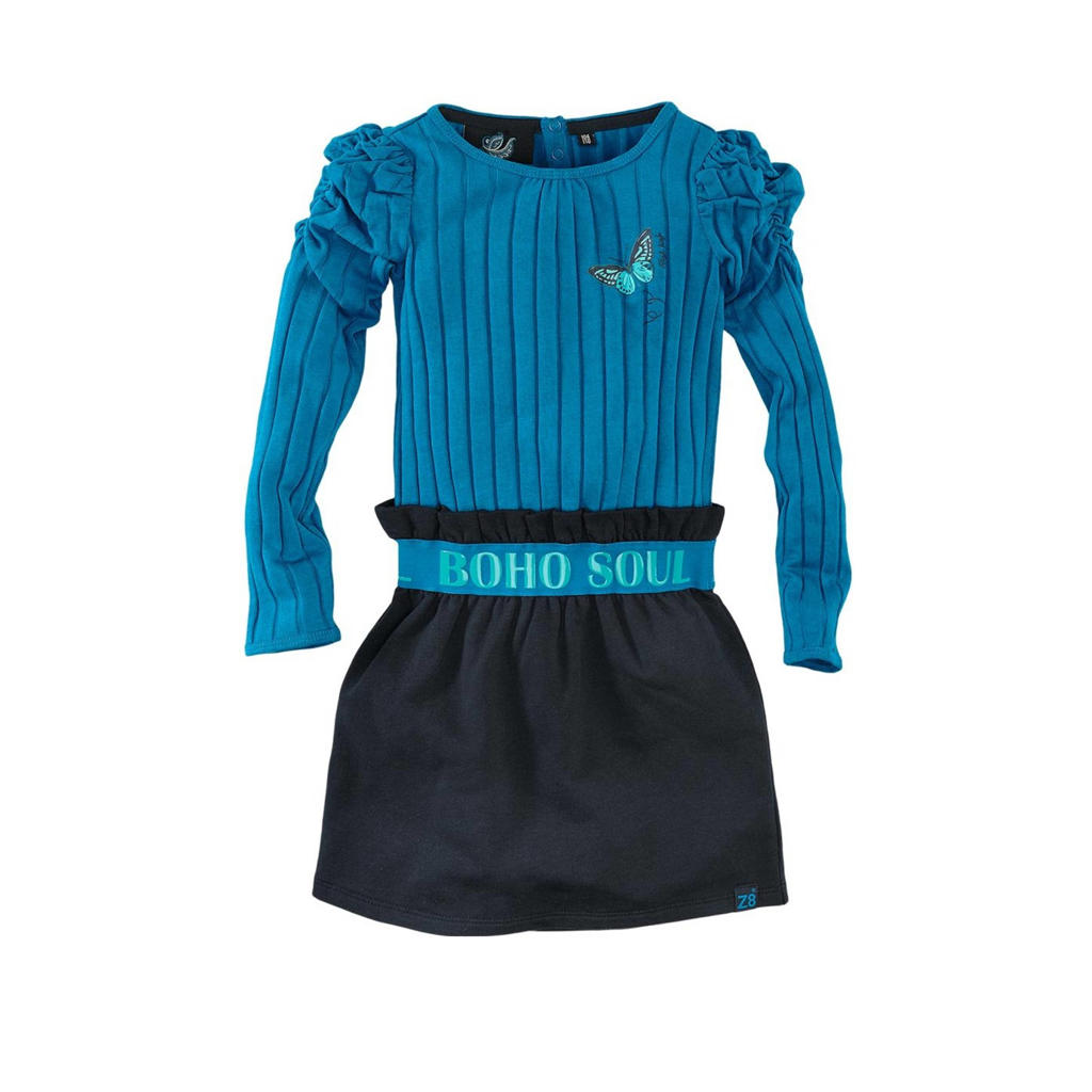 Z8 jurk Pepita met glitters blauw/zwart/lichtblauw