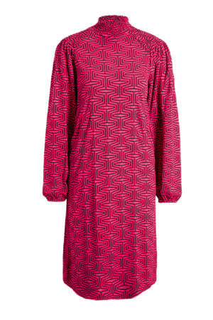 jurk FQCROME met all over print roze/zwart