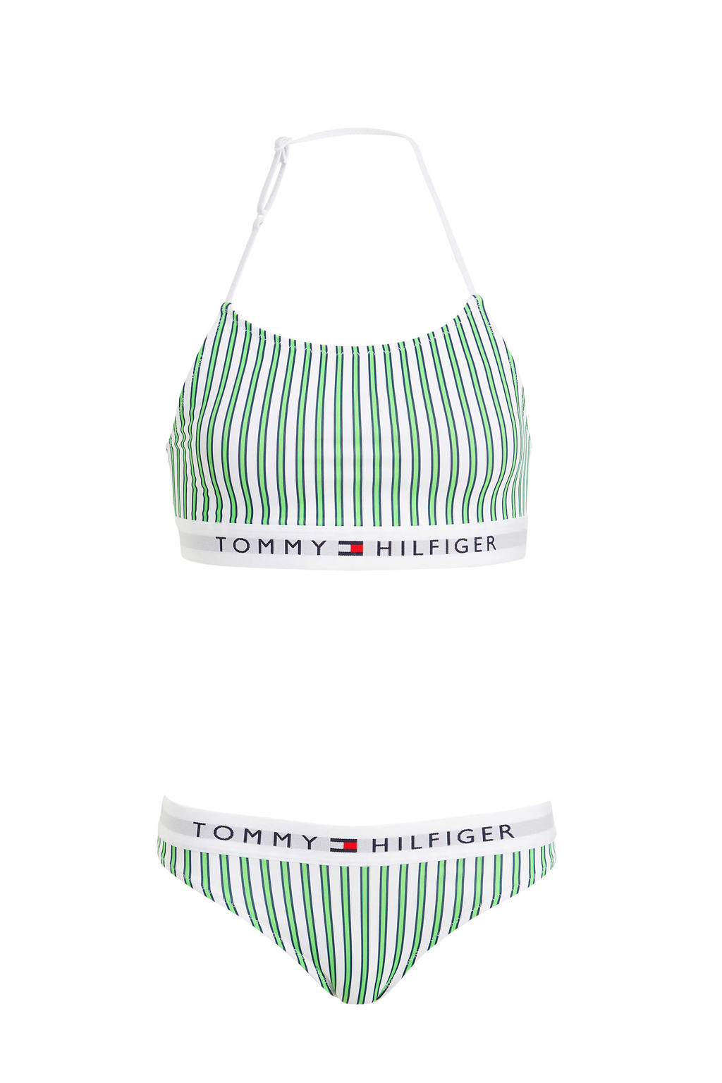 Tommy Hilfiger crop bikini wit/groen wehkamp