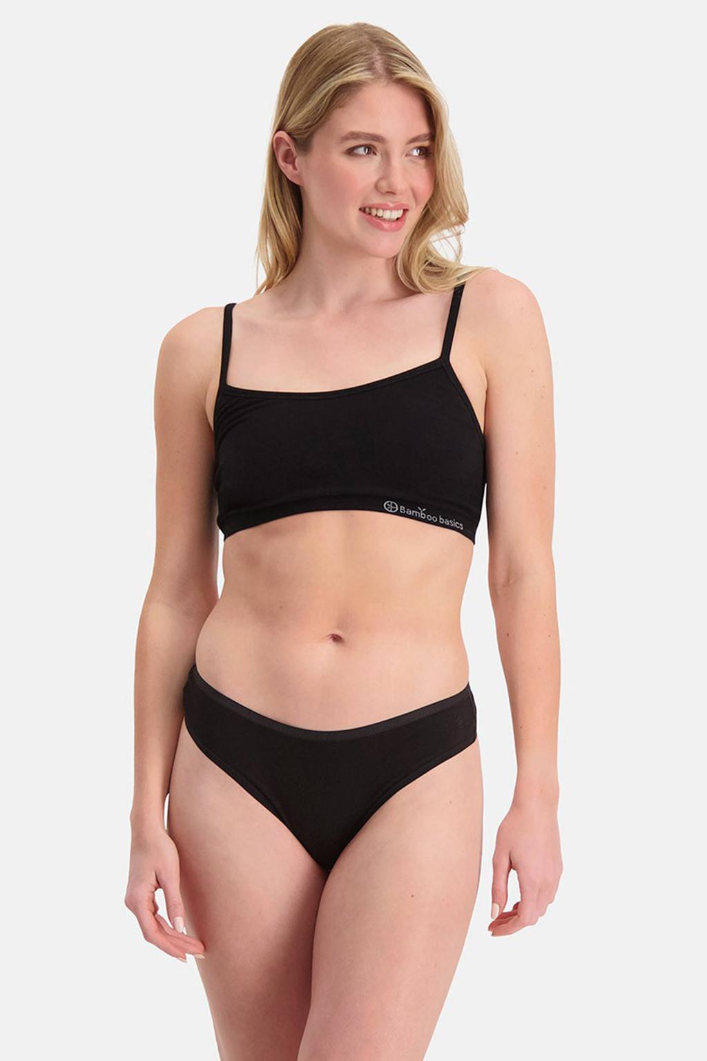 Bamboo Basics string Lola met bamboe (set van 3) zwart