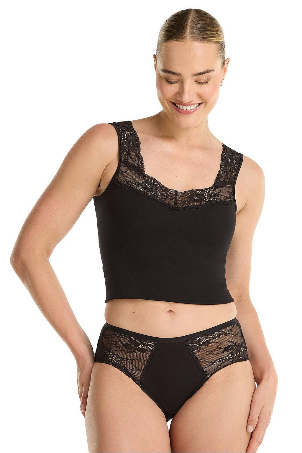 ten Cate Basic midislip met kant zwart