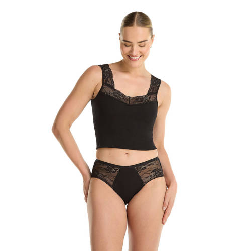 ten Cate Basic midislip met kant zwart afbeelding