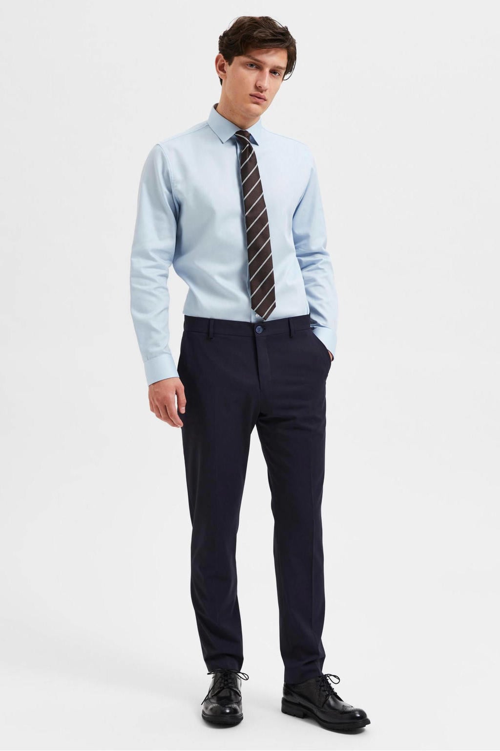 Selected slim fit pantalon donkerblauw
