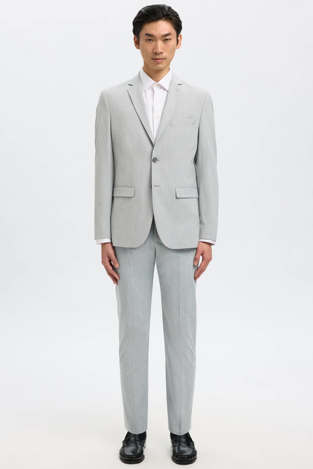Selected slim fit pantalon lichtgrijs