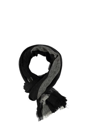 sjaal met visgraatpatroon zwart