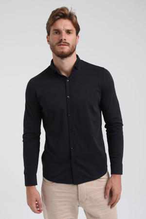 slim fit overhemd donkerblauw