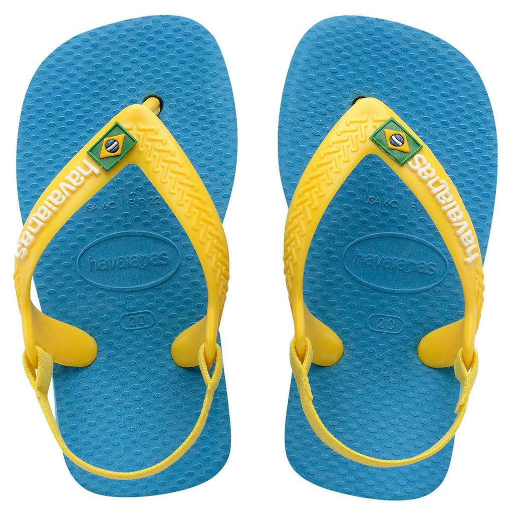 Havaianas teenslippers met hielbandje geel/blauw