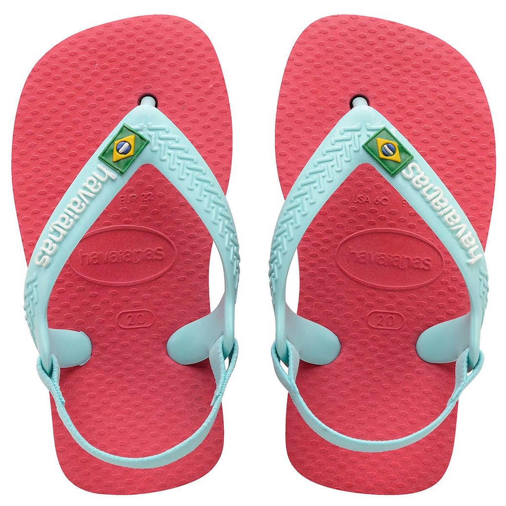 Havaianas teenslippers met hielbandje lichtblauw/roze