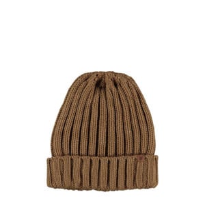 rib gebreide muts camel