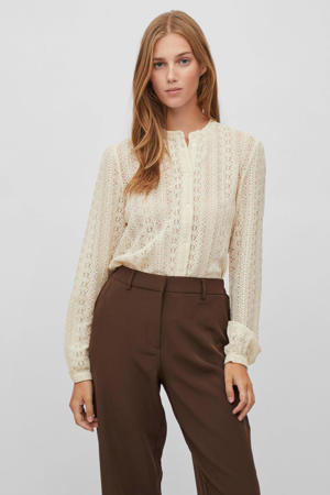 geweven blouse VICHIKKA met kant ecru