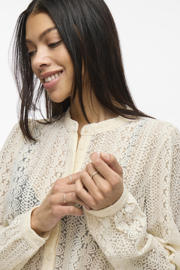 thumbnail: VILA geweven blouse VICHIKKA met kant ecru
