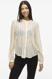 thumbnail: VILA geweven blouse VICHIKKA met kant ecru