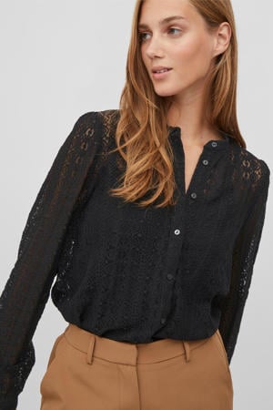 geweven blouse VICHIKKA met kant zwart