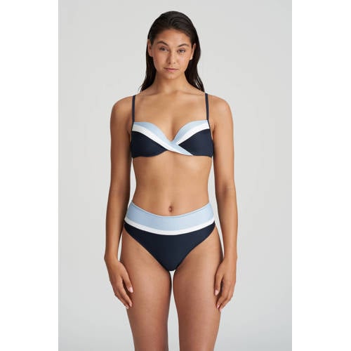 Marie Jo high waist bikinibroekje Sitges donkerblauw/lichtblauw/wit