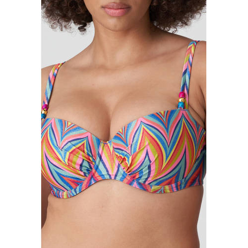 PrimaDonna voorgevormde beugel bikinitop Kea met lurex roze blauw oranje