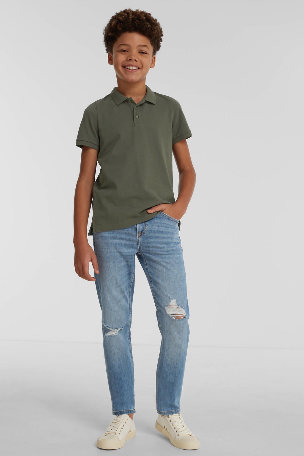 Light blue denim jongens Anytime slim fit jeans van denim met regular waist