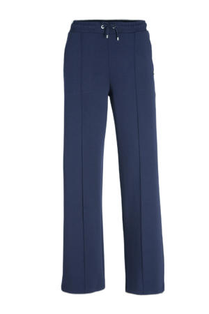 straight fit pantalon met borduursels blauw, zwart
