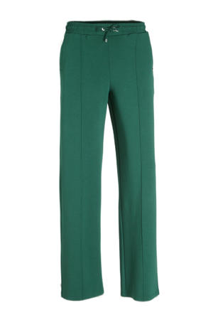 straight fit pantalon met borduursels groen, zwart