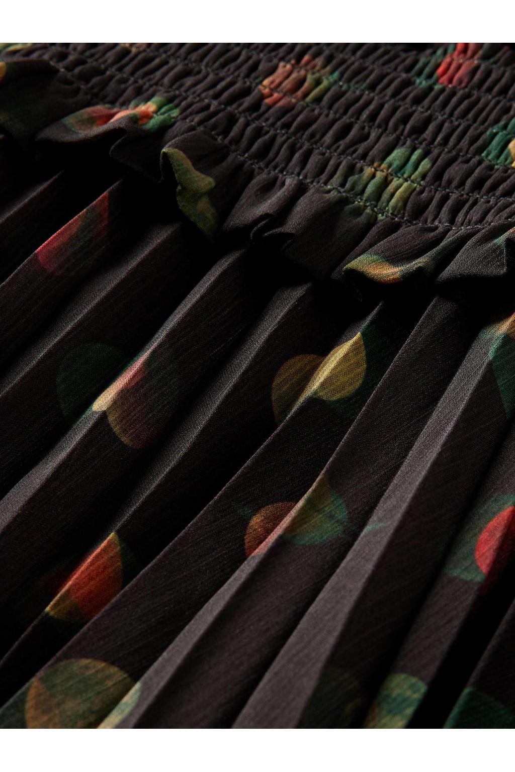 WE Fashion semi-transparante jurk met stippen en ruches zwart/oudroze