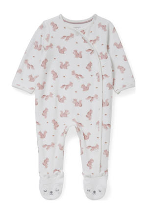 newborn baby pyjama met biologisch katoen wit/roze