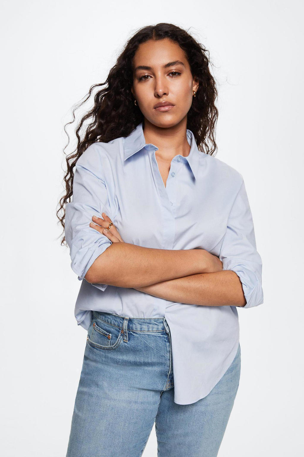 Mango cropped high waist slim fit jeans light denim wehkamp