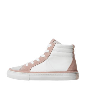   suède sneakers wit/roze
