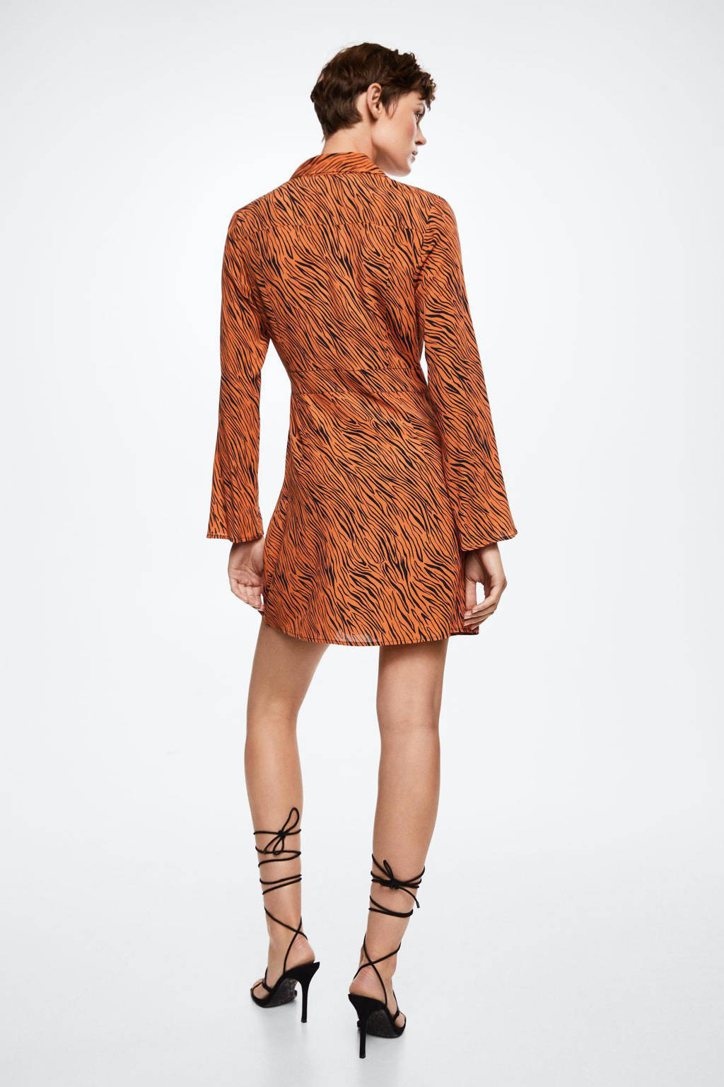 Mango wikkeljurk met zebraprint oranje/zwart wehkamp