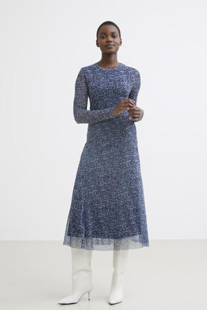 maxi jurk met all over print blauw