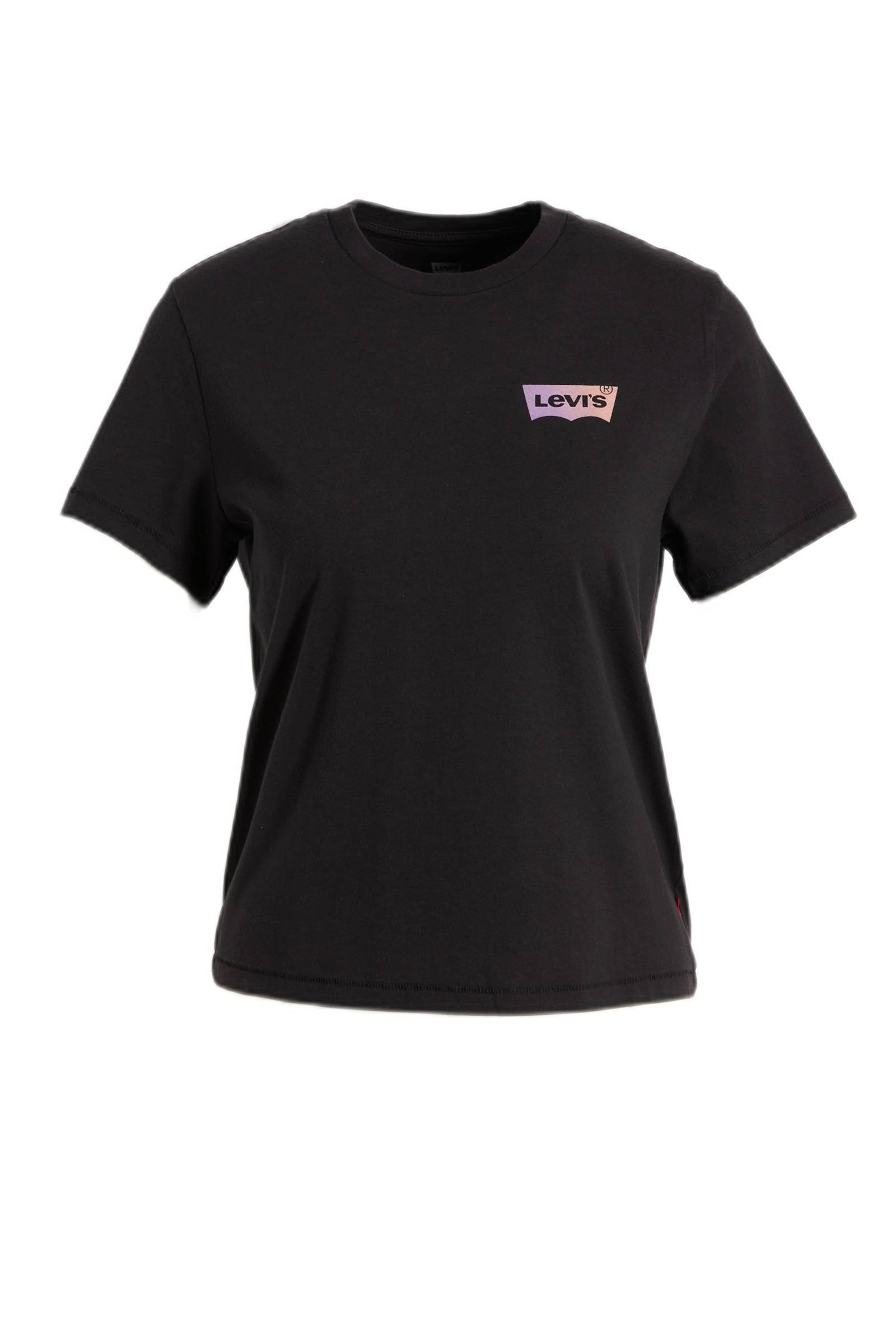 Levi\u2019s T-shirt roze-zwart gestreept patroon casual uitstraling Mode Shirts T-shirts Levi’s 