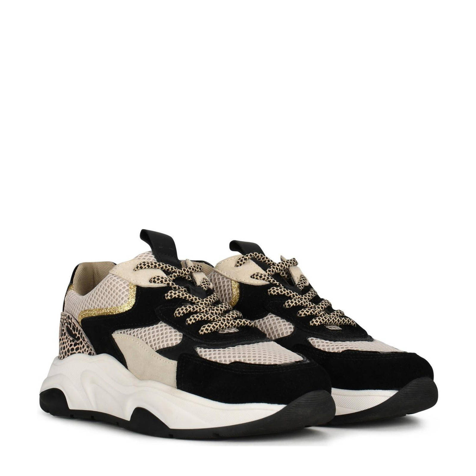 PS Poelman Ivy suède sneakers zwart/multi | wehkamp