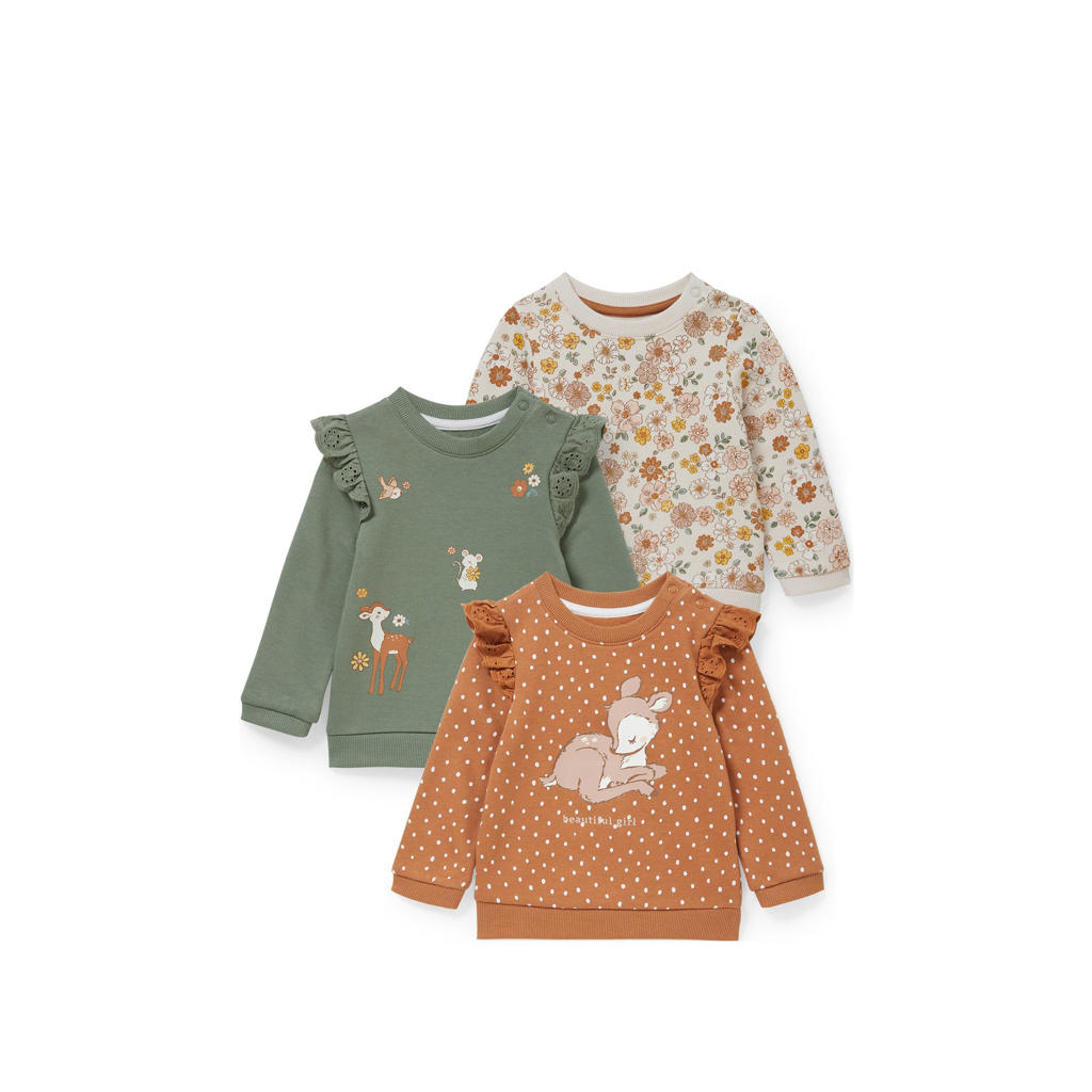 C&A sweater - set van 3 oranje/groen/ecru