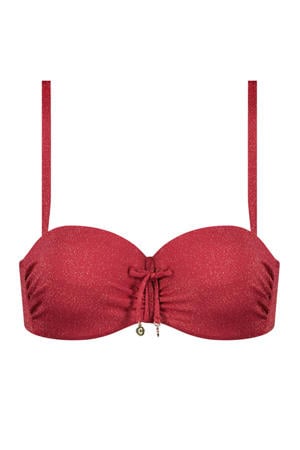 voorgevormde strapless bandea bikinitop Summer Glam met lurex rood