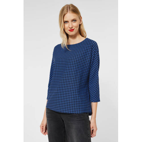 Street One Longesleeve lichtgrijs-blauw volledige print casual uitstraling Mode Shirts Longsleeves 