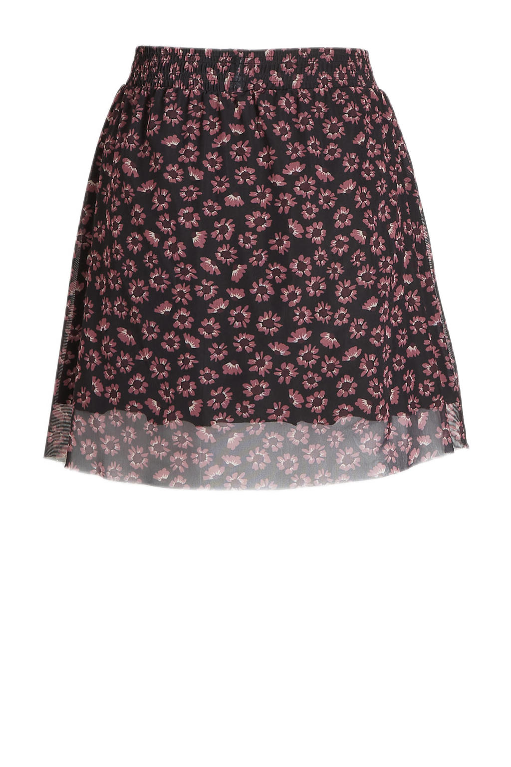 Catwalk Junkie gebloemde mini rok zwart, roze | wehkamp