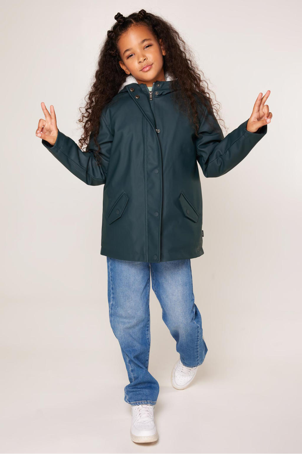 America Today unisex regenjas Janice Teddy JR donkergroen