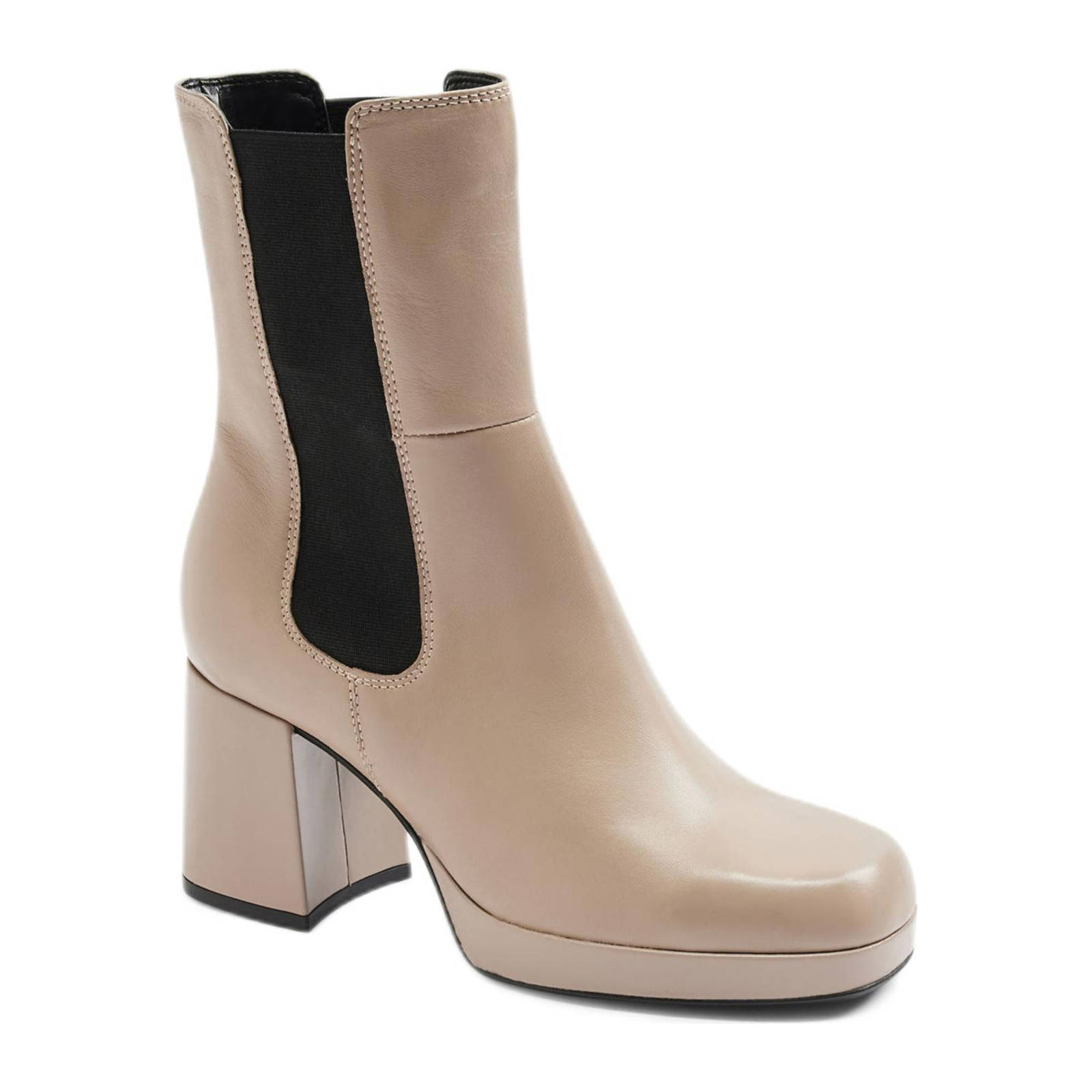 5th Avenue leren enkellaarzen beige | wehkamp