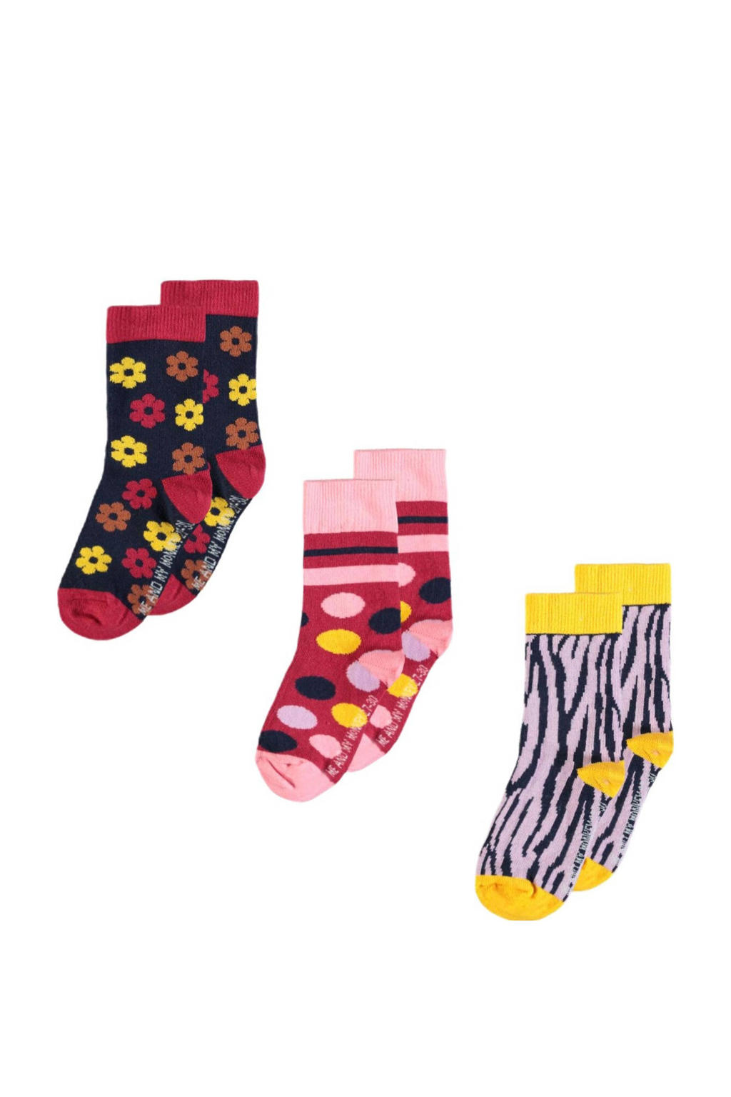 Me & My Monkey sokken met all-over print - multi (set van 3)