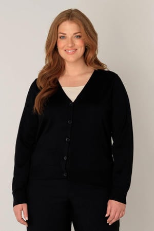 fijngebreid vest Yvonne zwart