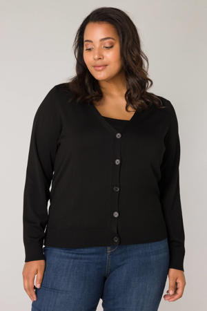 fijngebreid vest Yvonne zwart