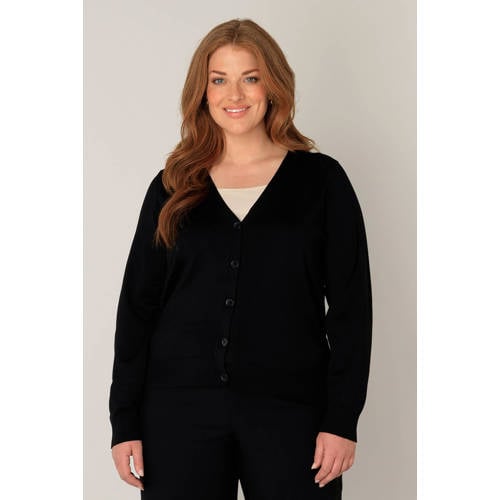 Base Level Curvy fijngebreid vest Yvonne zwart afbeelding