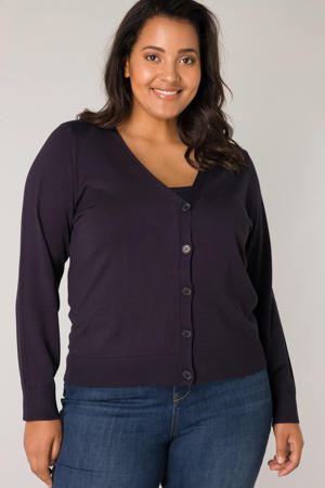 fijngebreid vest Yvonne donkerblauw