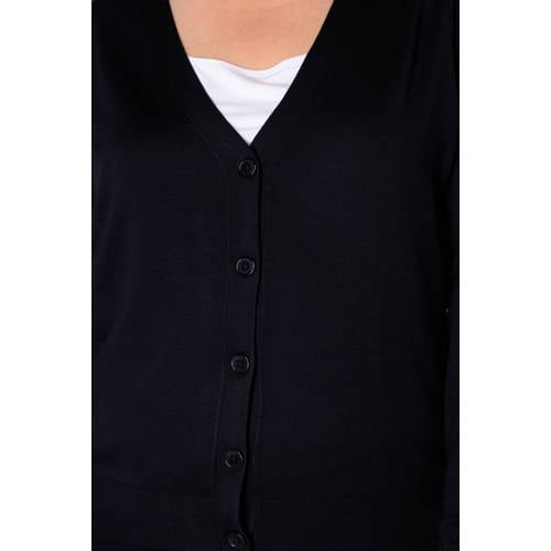 Base Level Curvy fijngebreid vest Yvonne donkerblauw afbeelding